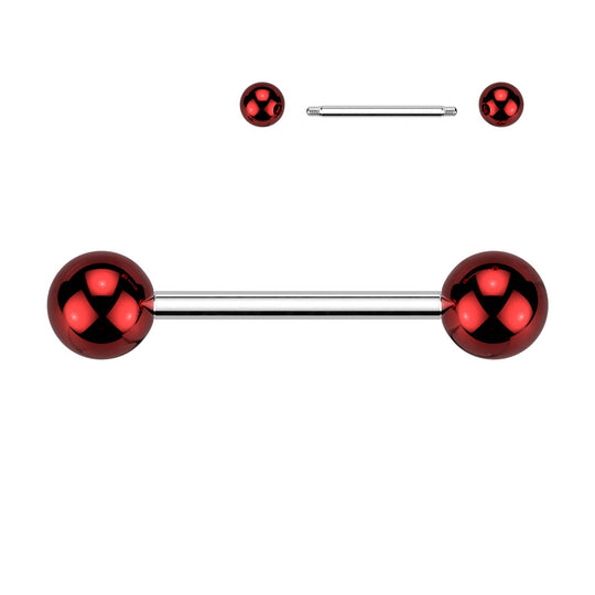 316L Surgical Steel Barbell With Glass Coating Acrylic Balls