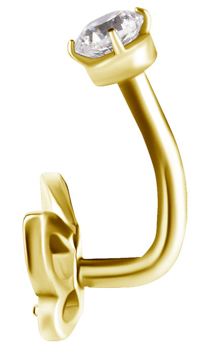 Banane de rook interne plaquée or 24k PVD avec zircon premium Papillon