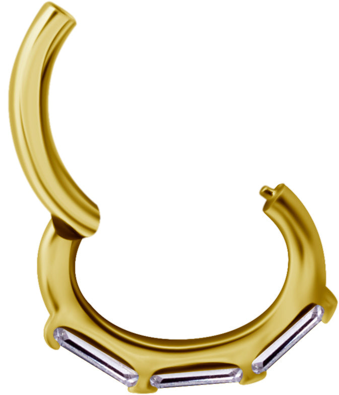 Anneau de rook en CoCr plaqué or 18k avec Baguette Cubic Zirconia