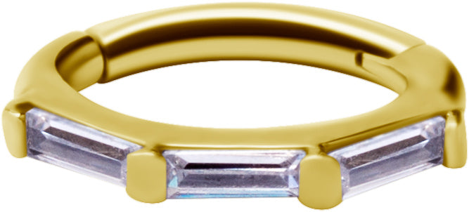 Anneau de rook en CoCr plaqué or 18k avec Baguette Cubic Zirconia