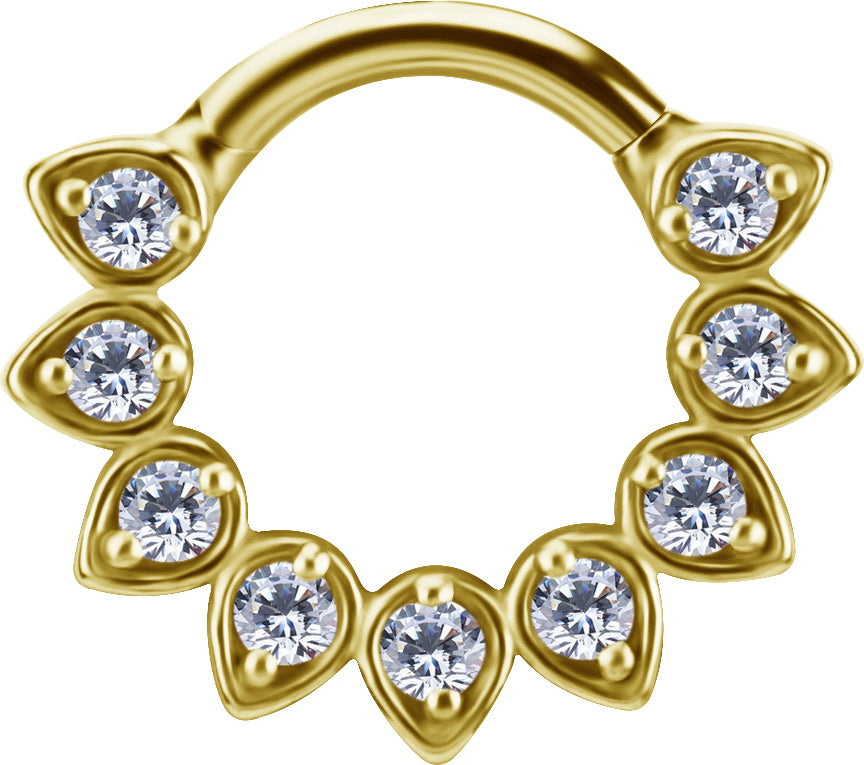 18k gold plated CoCr clicker ring with premium zirconia