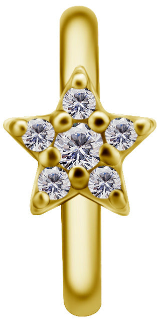 Anneau de rook en CoCr plaqué or 18k avec Flower Cubic Zirconia