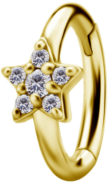 Anneau de rook en CoCr plaqué or 18k avec Flower Cubic Zirconia