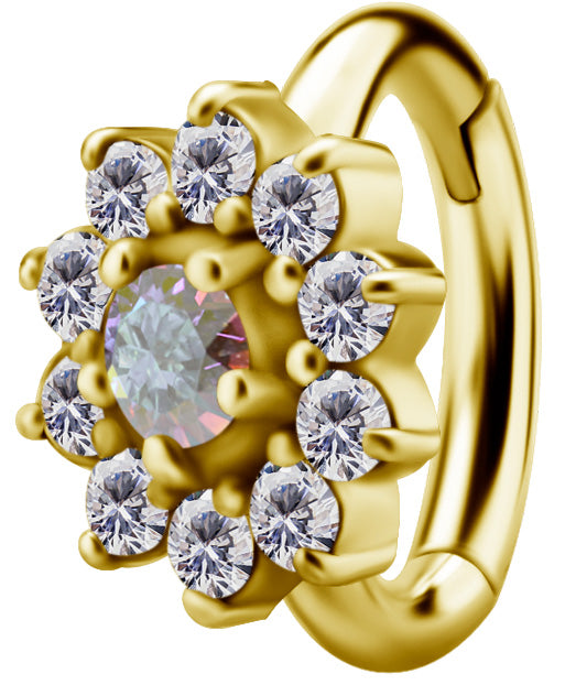 Anneau de rook en CoCr plaqué or 18k avec une fleur