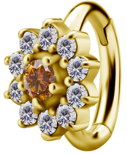 Anneau de rook en CoCr plaqué or 18k avec une fleur