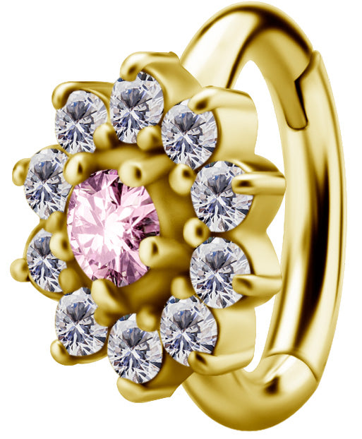 Anneau de rook en CoCr plaqué or 18k avec une fleur