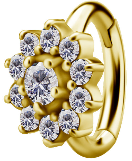 Anneau de rook en CoCr plaqué or 18k avec une fleur