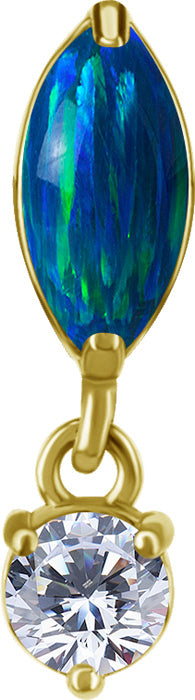 18 K Gold CoCr Opal drop dangle Threadless