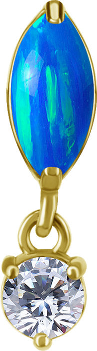 18 K Gold CoCr Opal drop dangle Threadless