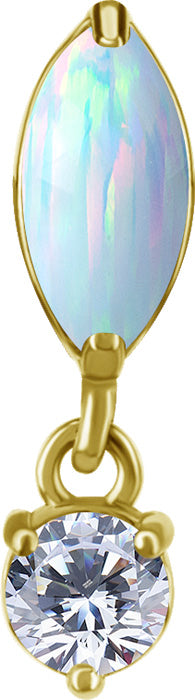 18 K Gold CoCr Opal drop dangle Threadless