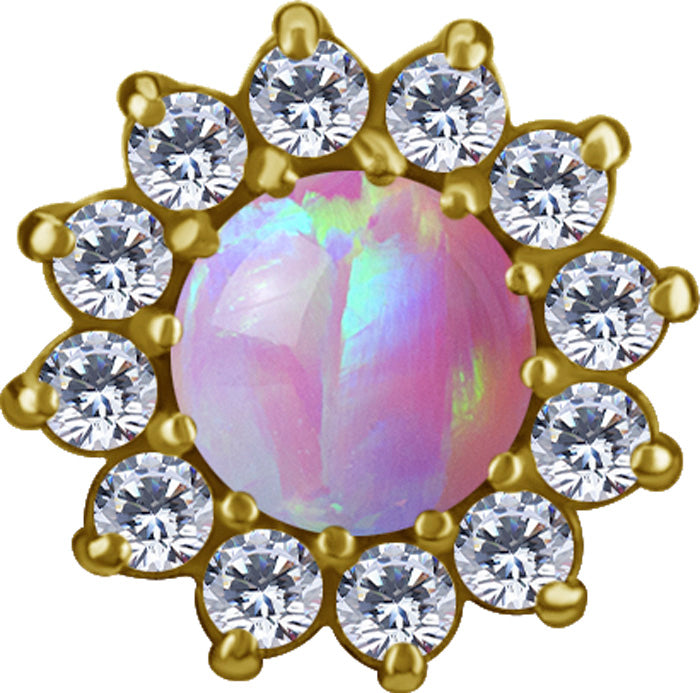 18 K Gold CoCr Opal Flower Threadless
