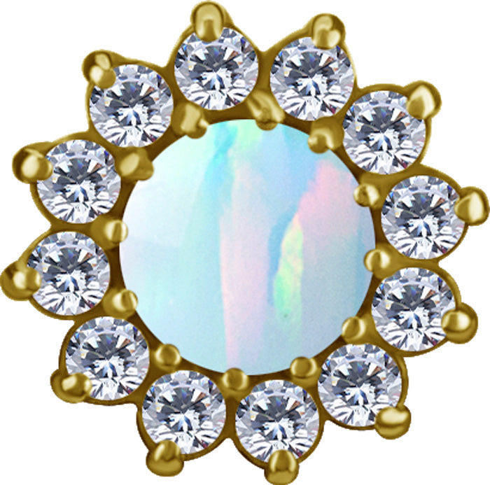 18 K Gold CoCr Opal Flower Threadless