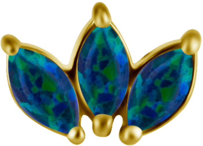 18K Gold CoCr 3 Fan Marquise Opal Threadless
