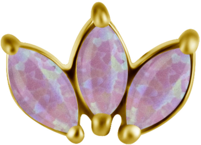 18K Gold CoCr 3 Fan Marquise Opal Threadless