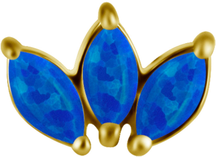 18K Gold CoCr 3 Fan Marquise Opal Threadless