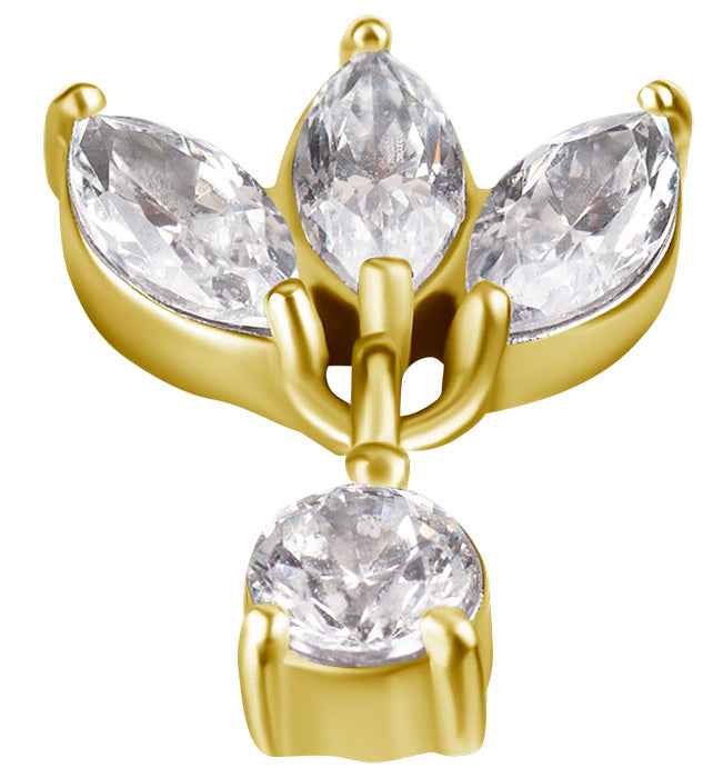 18k gold plated CoCr threadless jewelled attachment w. Premium Zirconia