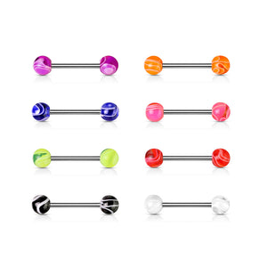 316L Surgical Steel Barbell with UV Marble Balls