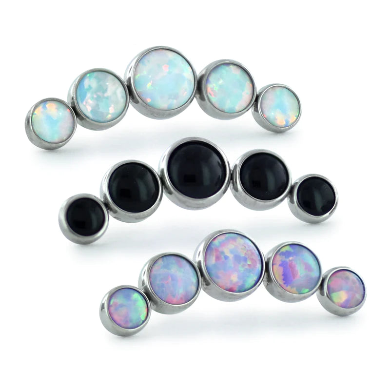 Titanium Bezel 5-Set Cabochon Cluster - Curved