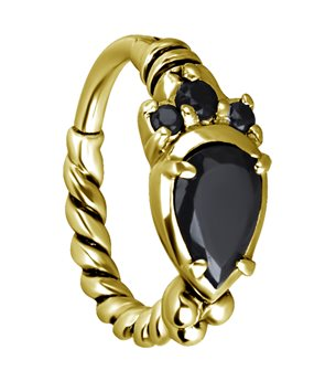 Anneau continu avec pierres plaqué or 24k et bras articulé