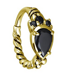 Anneau continu avec pierres plaqué or 24k et bras articulé