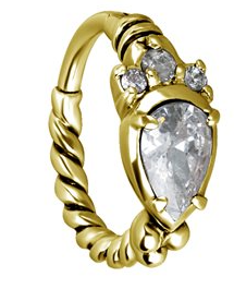Anneau continu avec pierres plaqué or 24k et bras articulé