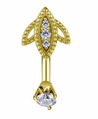 Banane de nombril inversée plaquée or 24k avec zircons