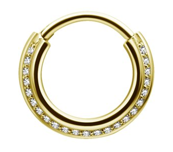 Anneau continu plaqué or 24k avec 3 pierres et bras articulé