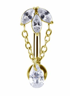 Banane de nombril inversée plaquée or 24k inversée a. zircon