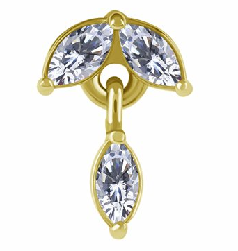 Attache sans filet en CoCr plaquée or 18k avec un pendentif