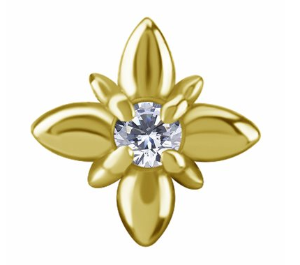 Attache sans filet en CoCr plaquée or 18k avec un zircon