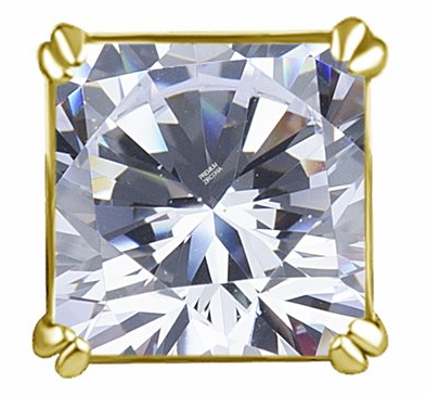 Attache sans filet en CoCr plaquée or 18k avec zircon carré