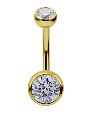 Banane de nombril interne en or 18k avec des pierres