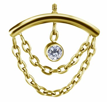 Attache interne en titanium plaquée or 18k avec chaînes