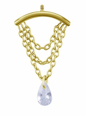 Attache interne en titanium plaquée or 18k avec chaînes