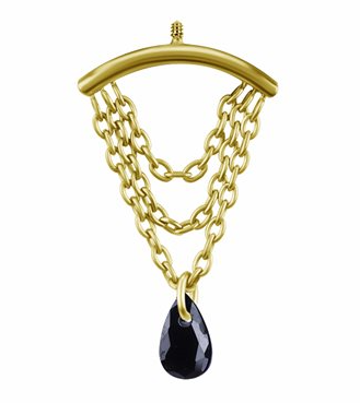 Attache interne en titanium plaquée or 18k avec chaînes