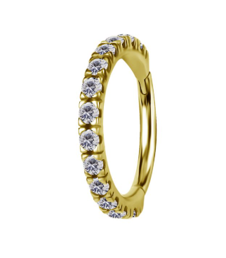 Anneau Clicker en CoCr plaqué or 18k avec zircons premium