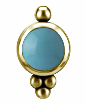 Attache sans filet en or 18k avec pierre turquoise véritable