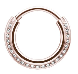 Anneau Clicker plaqué or rose 24k avec des pierres