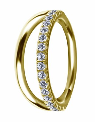18k gold double clicker rings set with premium zirconia
