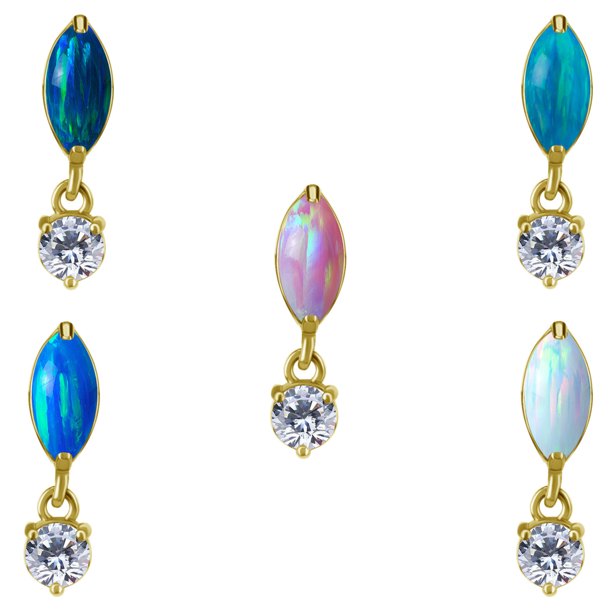 Marquise Opal Dangle 18k gold plated CoCr