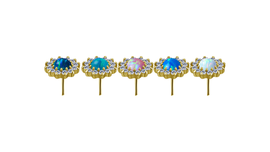 18 K Gold CoCr Opal Flower Threadless