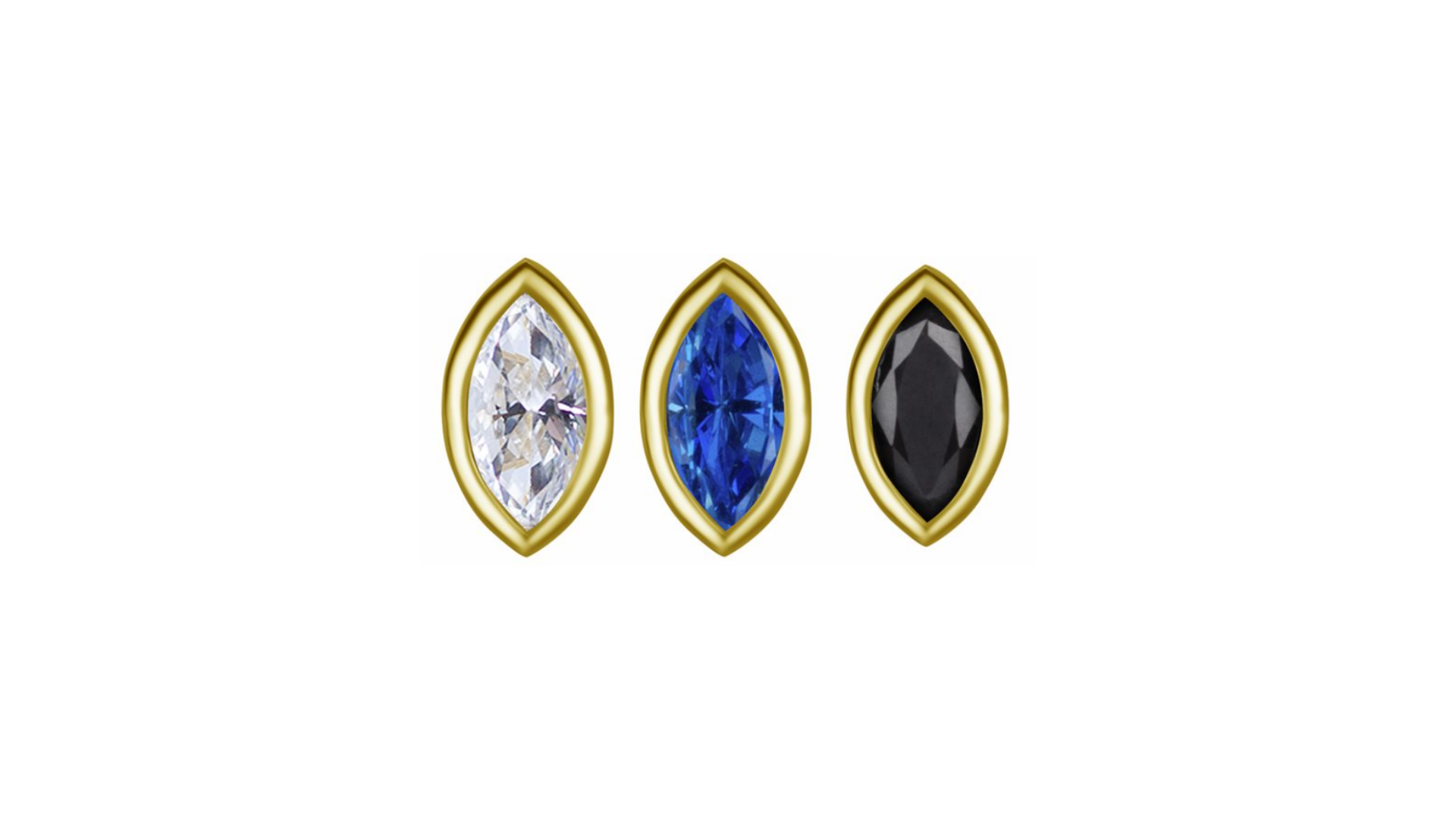 18k gold threadless marquise attachment w. premium zirconia
