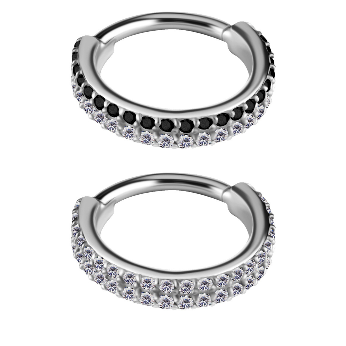 CoCr NF HINGED CONCH RING SET W.PREMIUM ZIRCONIA 2 Rangs