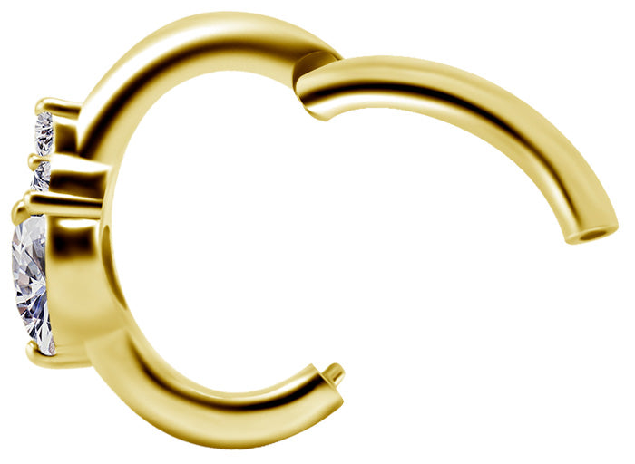 Anneau de rook en 18K Gold Heart Shape Premium Zirconia