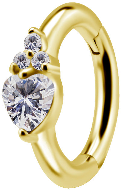 Anneau de rook en 18K Gold Heart Shape Premium Zirconia