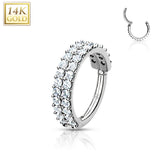 14K Gold Double Line Paved CZ