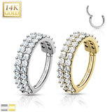 14K Gold Double Line Paved CZ
