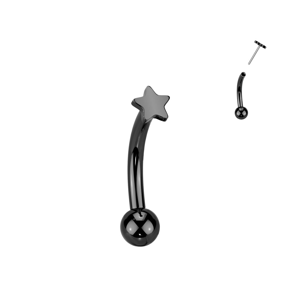 Threadless Push In Eyebrow Curved Barbell With Star Top