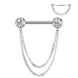 Nipple Barbell With Double Chain Dangle