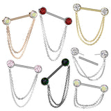 Nipple Barbell With Double Chain Dangle